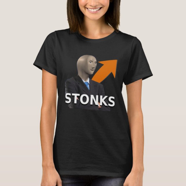 Meme Stonks Man Plus Arrow T Shirt (Framsida)