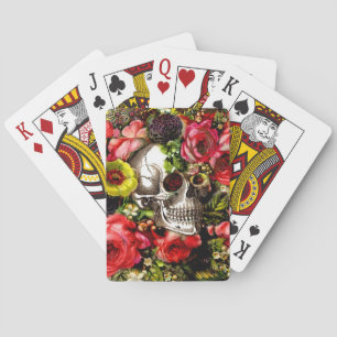 Memento Blommigt Skull Casinokort