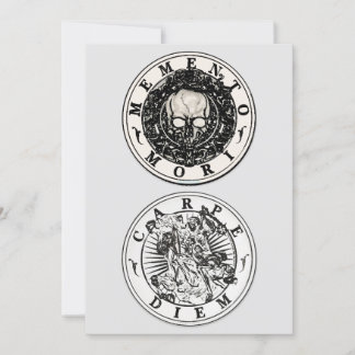 Memento Mori Carpe Diem Silver Round-inbjudan Inbjudningar