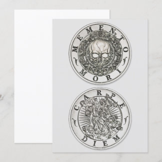 Memento Mori Carpe Diem Silver Round Inbjudningar