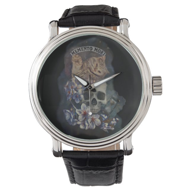 Memento mori cat armbandsur (Framsida)