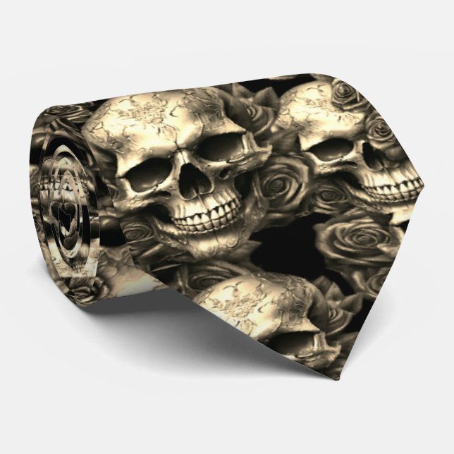 Memento Mori Döskallars Guld Tie Slips (Rullad)