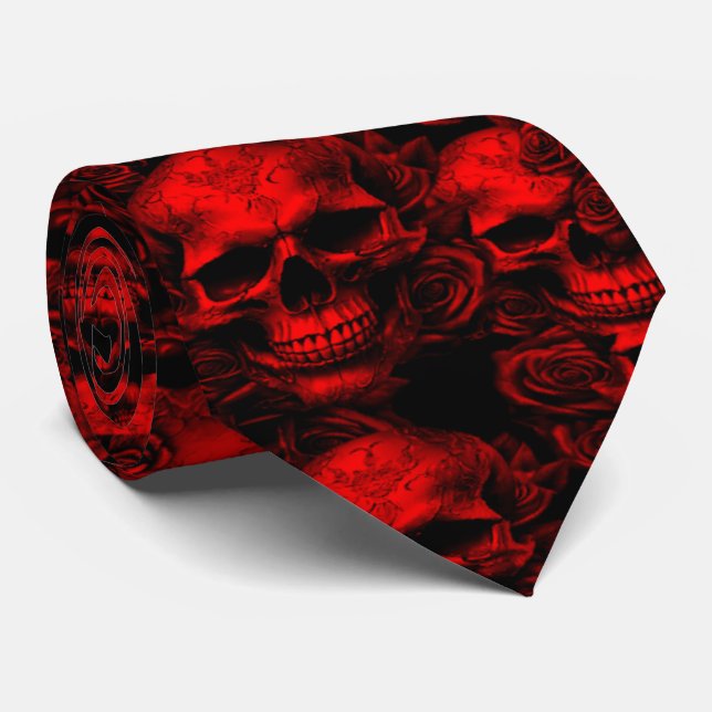 Memento Mori Döskallars Red Tie Slips (Rullad)
