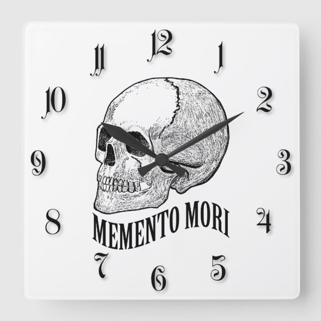 Memento mori fyrkantig klocka (Framsida)