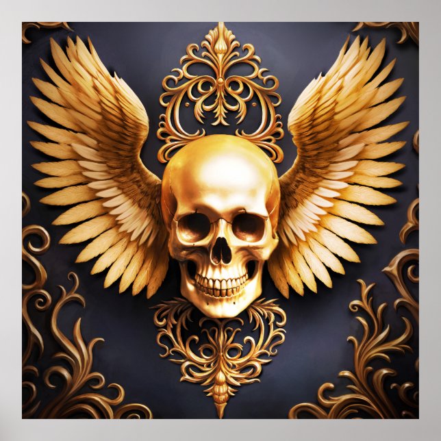 Memento Mori Golden Gothic Skull Sigil Poster (Framsidan)