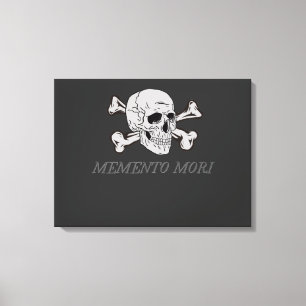Memento Mori Grå Dödskalle och Korsben Canvastryck