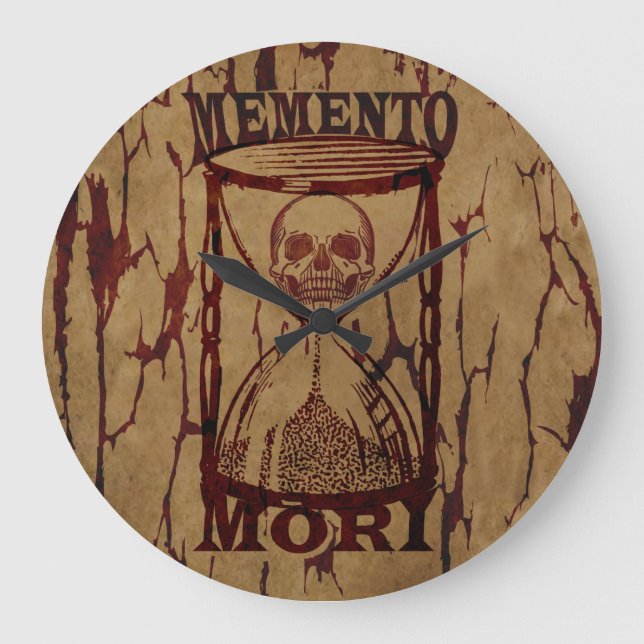 Memento mori head hourglass stor klocka (Framsida)