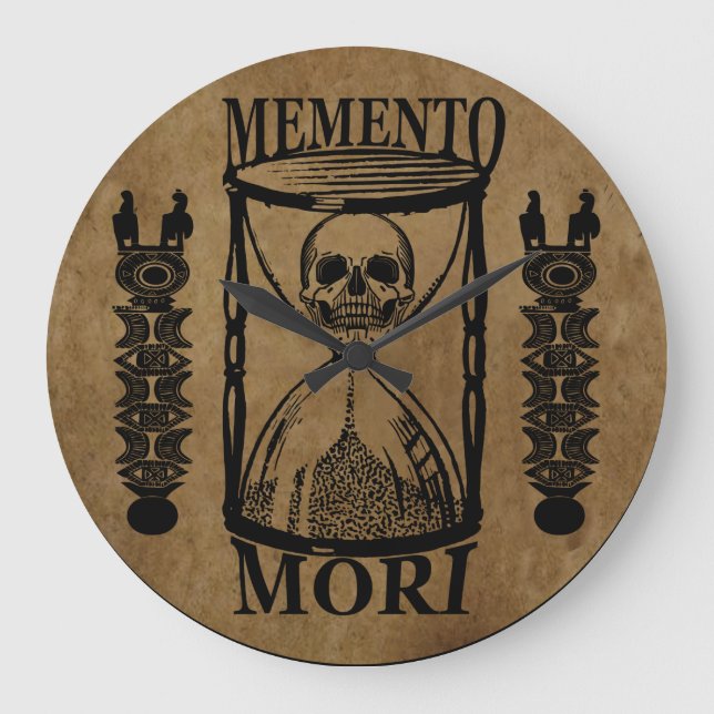 Memento mori head hourglass stor klocka (Framsida)