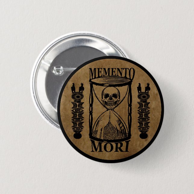 memento mori hourglass knapp (Framsida & baksida)