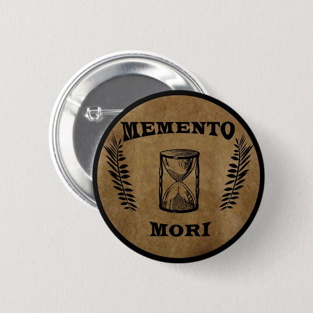 memento mori hourglass knapp (Framsida & baksida)