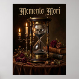 Memento Mori Hourglass Skull Vanitas Dark Poster
