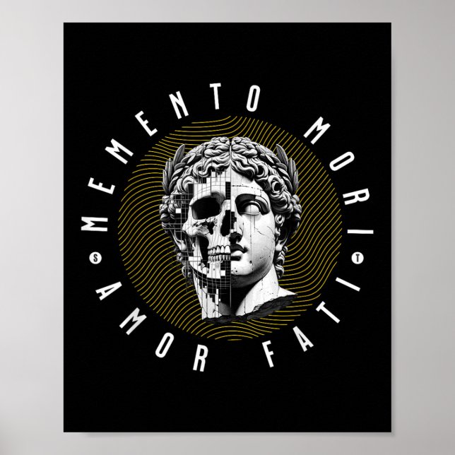 Memento Mori Kärlek Fati Skull Stoicism Quote Poster (Framsidan)