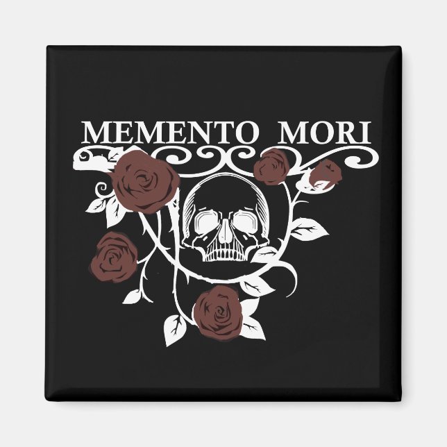 Memento mori röd ros magnet (Framsidan)