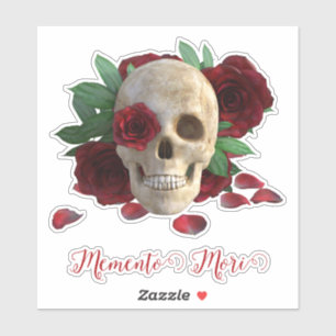 Memento Mori. Skal med röd ros