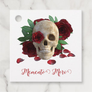 Memento Mori. Skal med röd ros Gåvor Etiketter