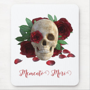 Memento Mori. Skal med röd ros Musmatta