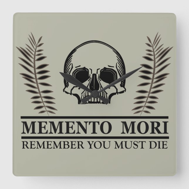 Memento mori skalle fyrkantig klocka (Framsida)