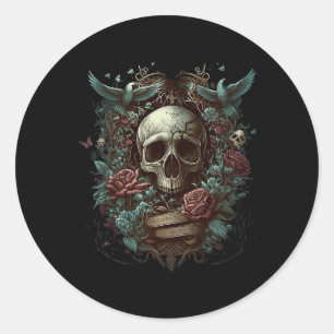 Memento Mori Skull 3 Runt Klistermärke