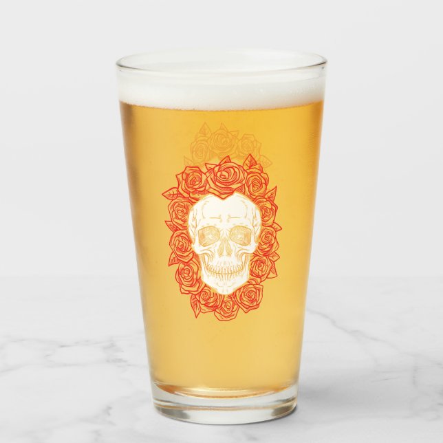 Memento Mori! Skull och Ro, Hand plockade Glaskopp (Framsida fylld)