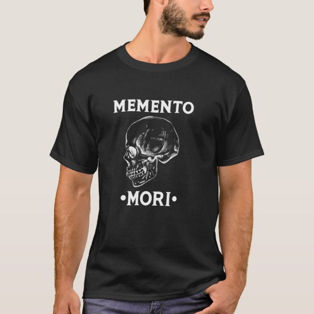 Memento Mori Skull Stoicism Philosophy T Shirt (Framsida)