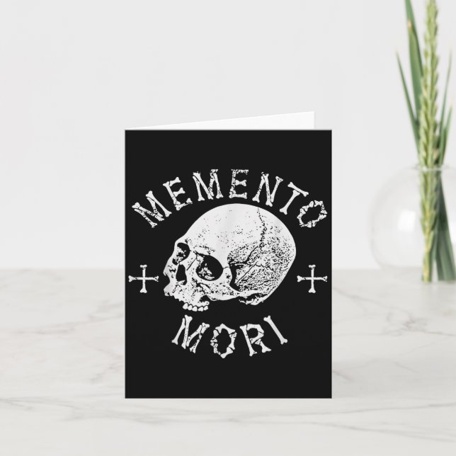 Memento Mori Stoic kommer ihåg döden Skull Bones T Kort (Framsida)