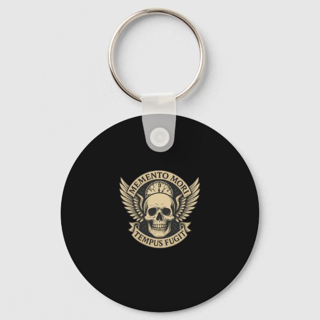 Memento Mori Tempus Fugit Latin Stoic Quote Long S Nyckelring (Framsida)