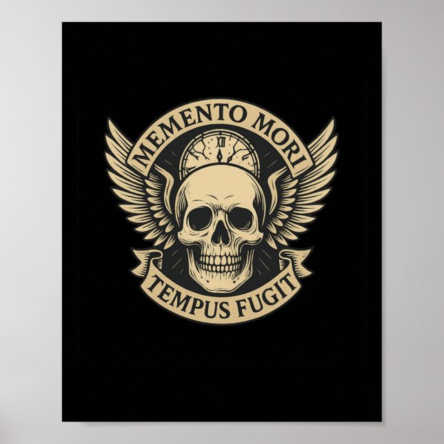 Memento Mori Tempus Fugit Latin Stoic Quote Long S Poster (Framsidan)