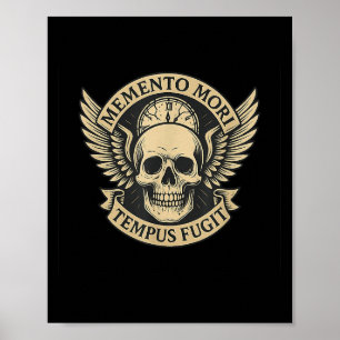 Memento Mori Tempus Fugit Latin Stoic Quote Poster