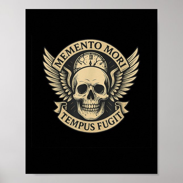 Memento Mori Tempus Fugit Latin Stoic Quote Poster (Framsidan)