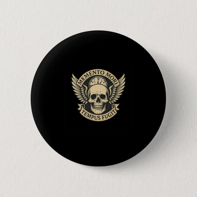 Memento Mori Tempus Fugit Latin Stoic Quote Premiu Knapp (Framsida)