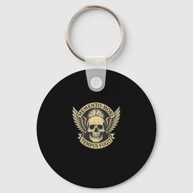 Memento Mori Tempus Fugit Latin Stoic Quote Premiu Nyckelring (Framsida)