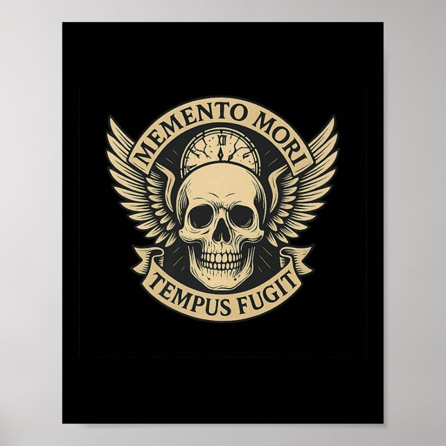 Memento Mori Tempus Fugit Latin Stoic Quote Premiu Poster (Framsidan)