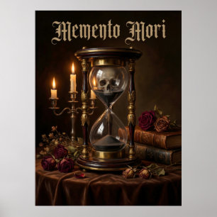 Memento Mori Timglas Skalle Vanitas Mörk Poster