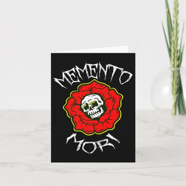 Memento Mori Traditional Tattoo Flower&amp; Skull Kort (Framsida)