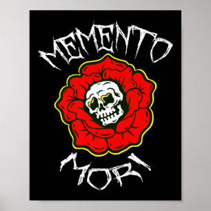 Memento Mori Traditional Tattoo Flower& Skull Poster