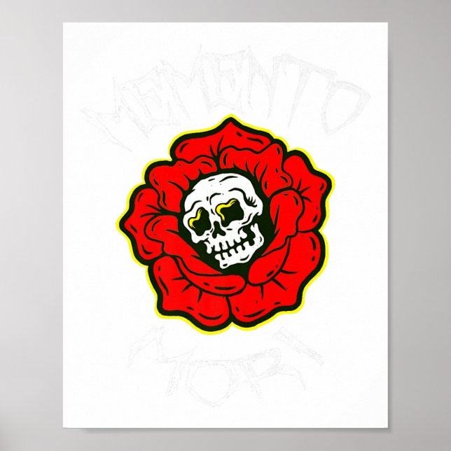Memento Mori Traditional Tattoo Flower&amp; Skull Poster (Framsidan)