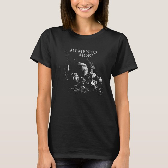 Memento Mori Vanitas still Life Halloween Pumpkin T Shirt (Framsida)