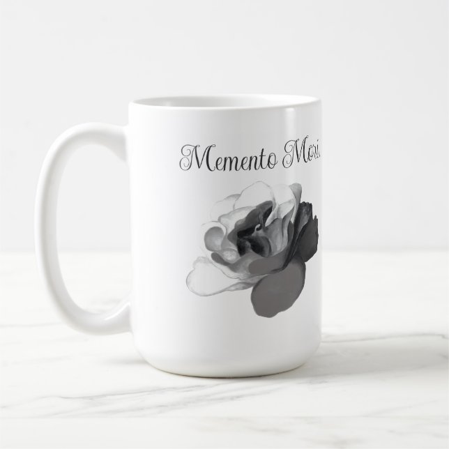 Memento Mori Vit Rosa Mörk Akademisk Estetik Kaffemugg (Vänster)