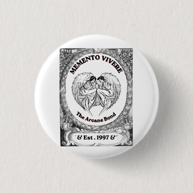 Memento Vivere | Vintage Ängel Bond Konst Knapp (Framsida)