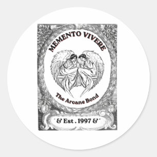 Memento Vivere Vintage Änglabondkonst Runt Klistermärke