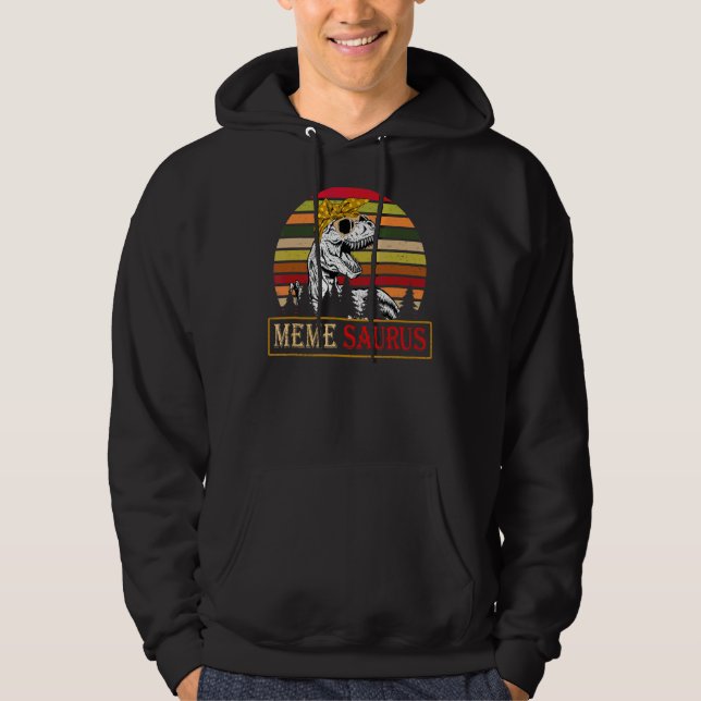 Memesaurus Rex Dinosaur Meme Saurus Family Mor Hoodie (Framsida)