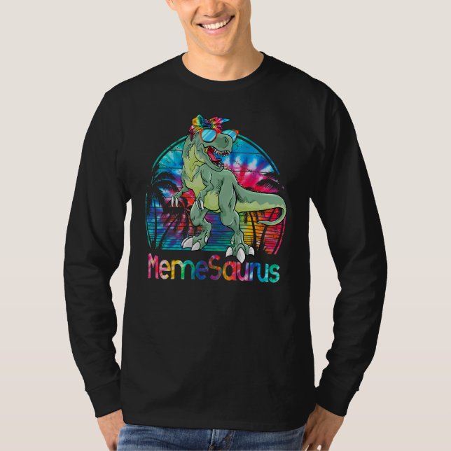 Memesaurus Rex Dinosaur Tie Dye Meme Saurus Mor T Shirt (Framsida)