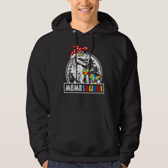 Memesaurus t Rex Dinosaur Meme Saurus Family Match Hoodie (Framsida)