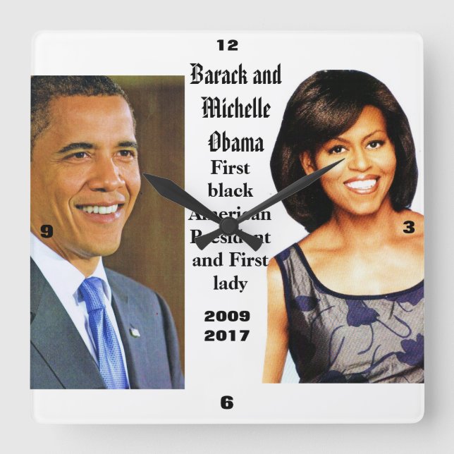 MEMORABLE BARACK OCH MICHELLE OBAMA-klocka Fyrkantig Klocka (Framsida)