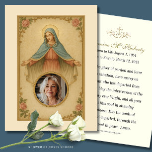 Memorandumkort för katolik Mary Funeral Prayer Visitkort