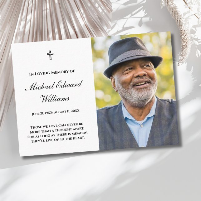 Memorandumkort med fotobakgrund visitkort (Photo Memorial Prayer Card)