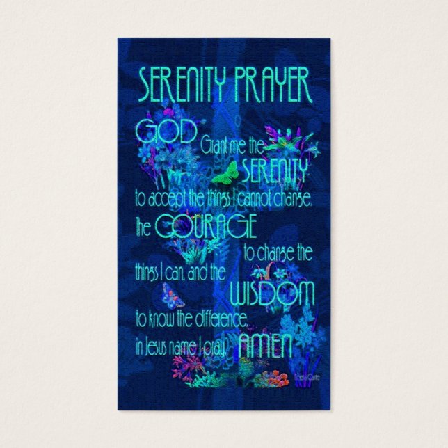 Memorandumkort | Serenity Prayer Blue Visitkort (Framsidan)