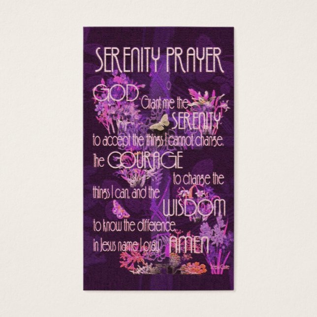 Memorandumkort | Serenity Prayer Lila Visitkort (Framsidan)