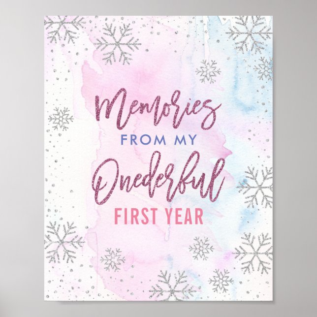 Memoranga Magentan Ett underbart årSnöflake Glitte Poster (Framsidan)