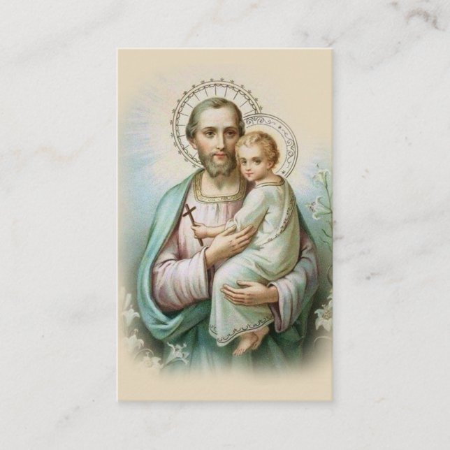 Memorare bön St Joseph & Jesus heligakort Visitkort (Framsida)